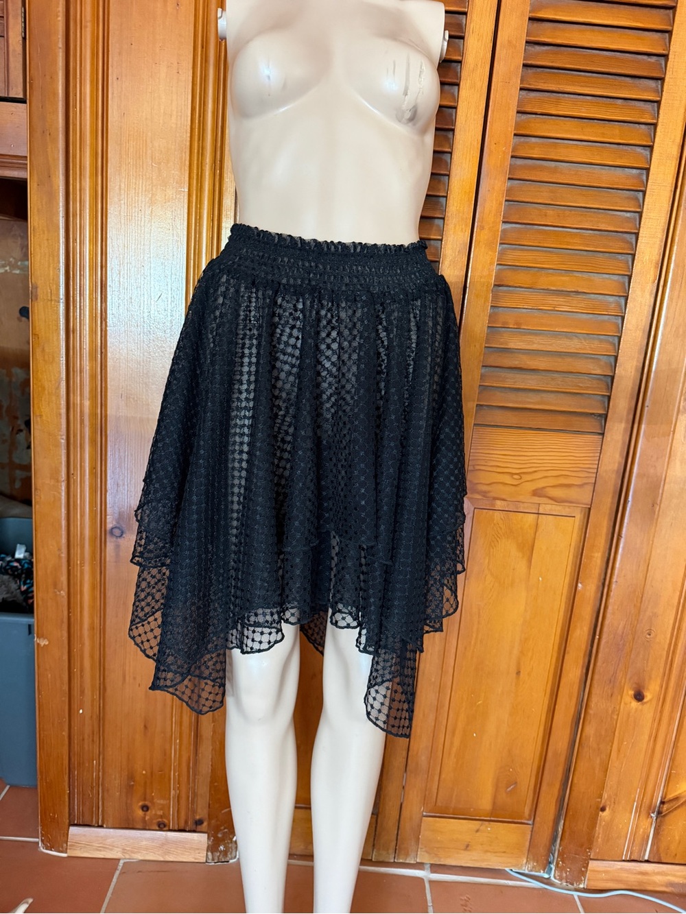 Free People Black Lace Handkerchief Skirt NWT Size XL